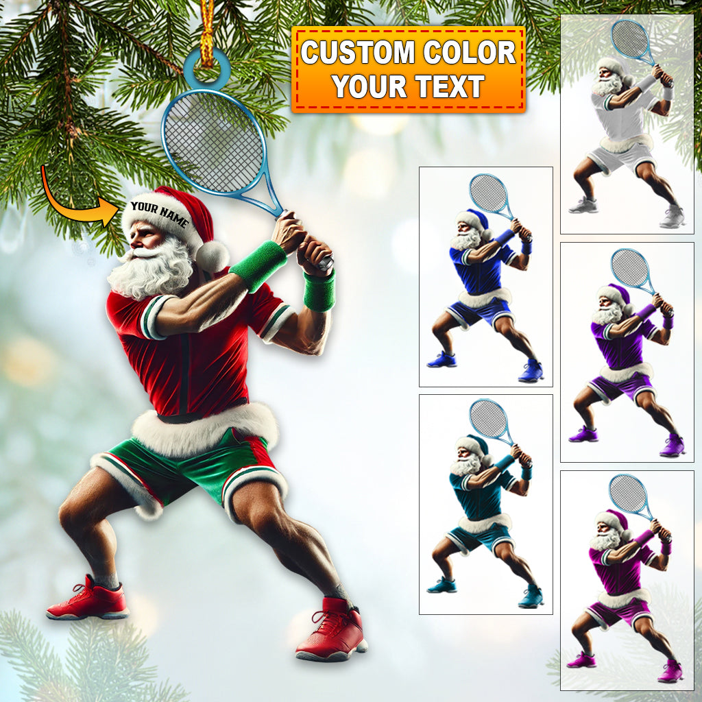 Blisscorners Custom Name Tennis Santa Ornament, Tennis Christmas Gift32D Flat LM2111