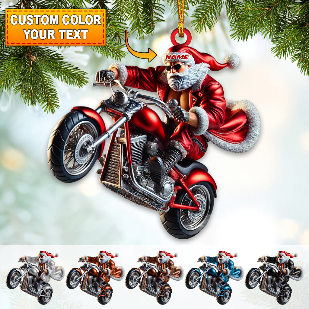 Blisscorners Custom Name Motorbike Santa Ornament, Motorbike Lover Christmas Gift2D Flat LM2211