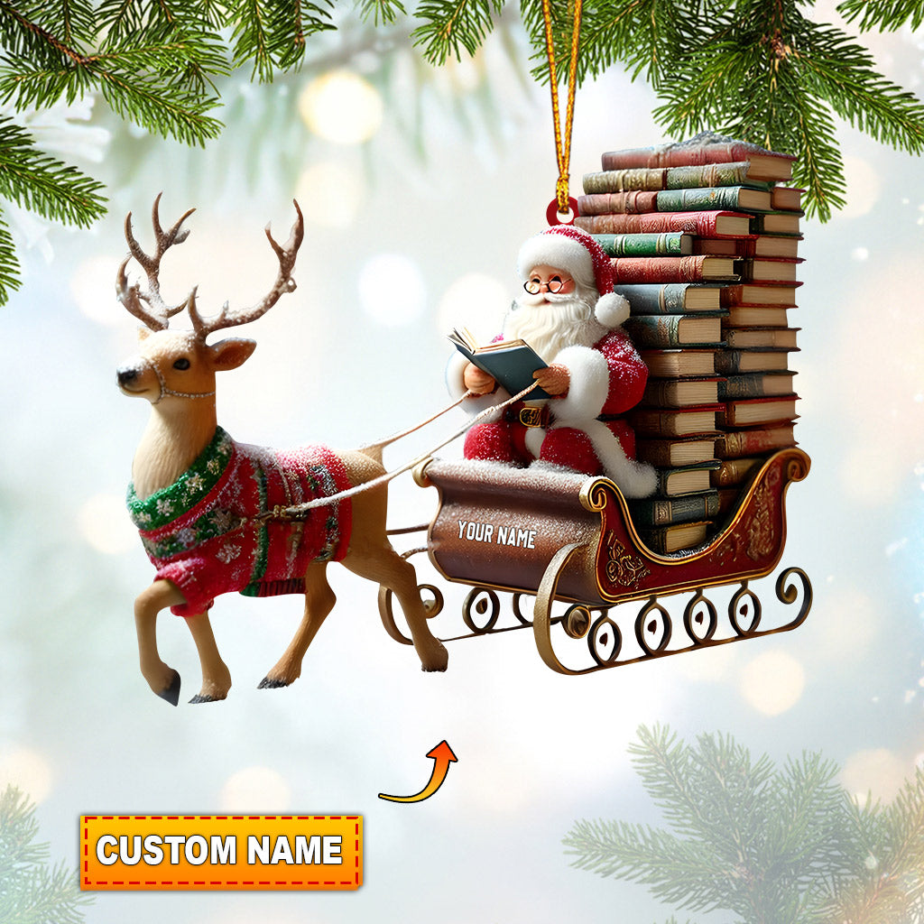 Blisscorners Santa Book Lover Home Decor Christmas Ornament, Personalized Ornament2D Flat LM2211