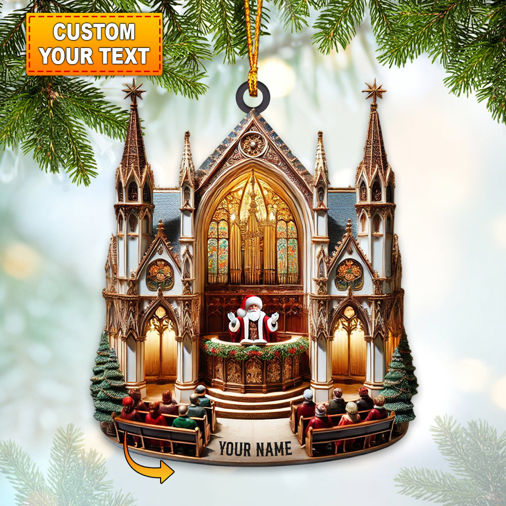 Blisscorners Merry Christmas Santa Church Home Decor Christmas Ornament, Personalized Ornament2D Flat LM2211