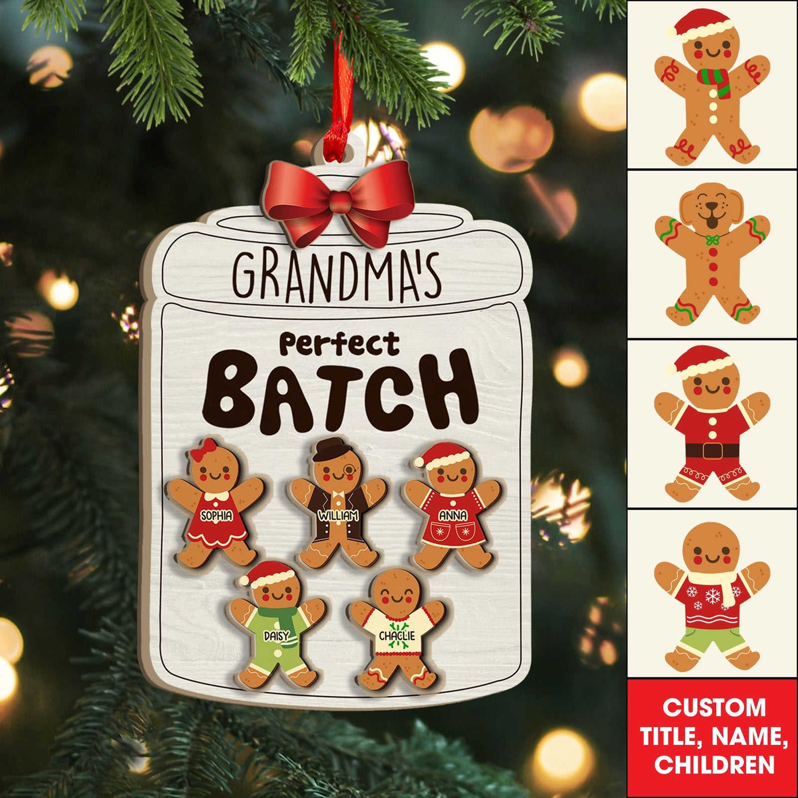 Blisscorners Grandma Grandpa Mom Dad Perfect Patch - Gift For Mom, Dad, Grandparents - Personalized 2-Layered Wooden Ornament - Gift For Family2D Flat LM2111