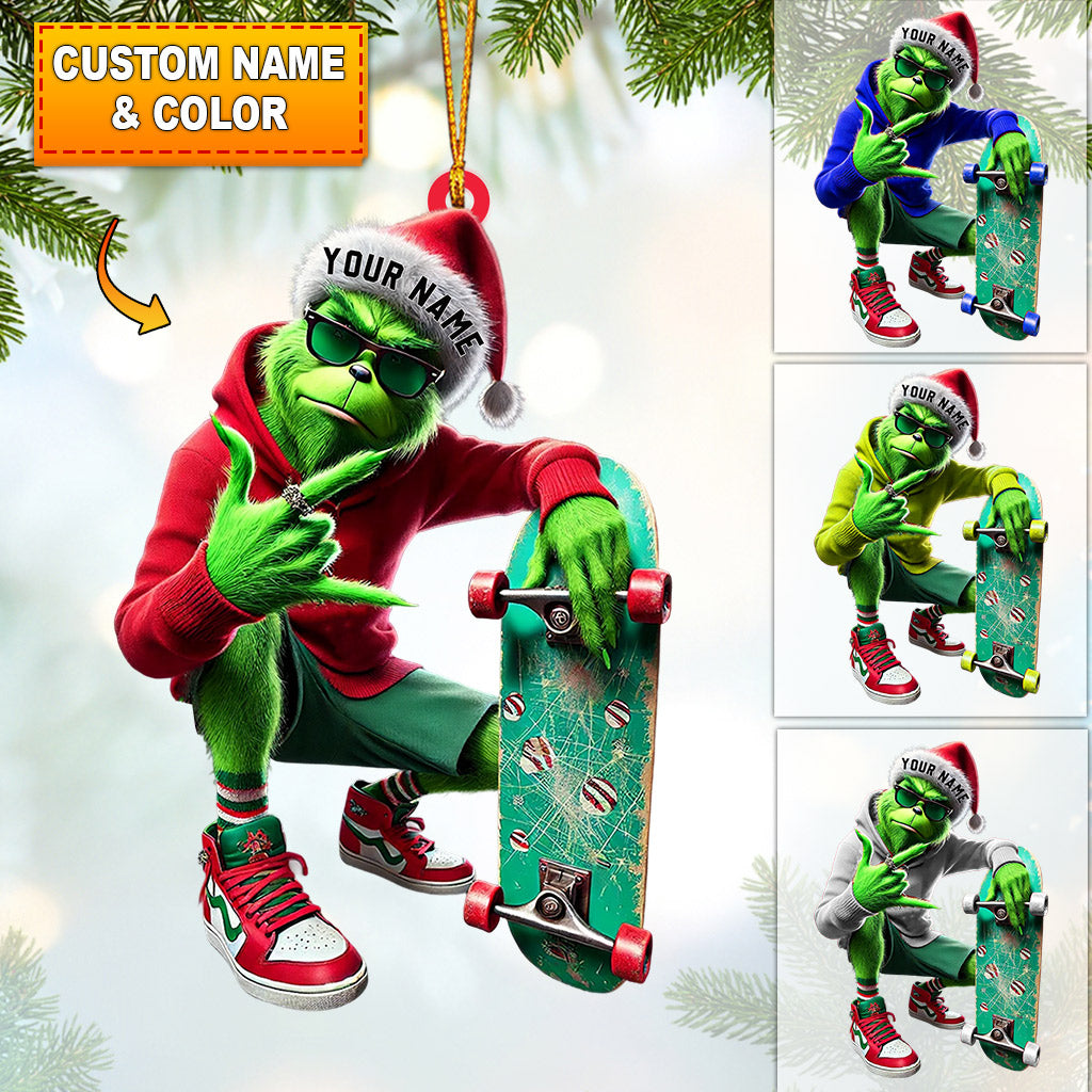 Blisscorners ELF Skateboarding Christmas Home Decor Christmas Ornament, Personalized Ornament2D Flat LM2211