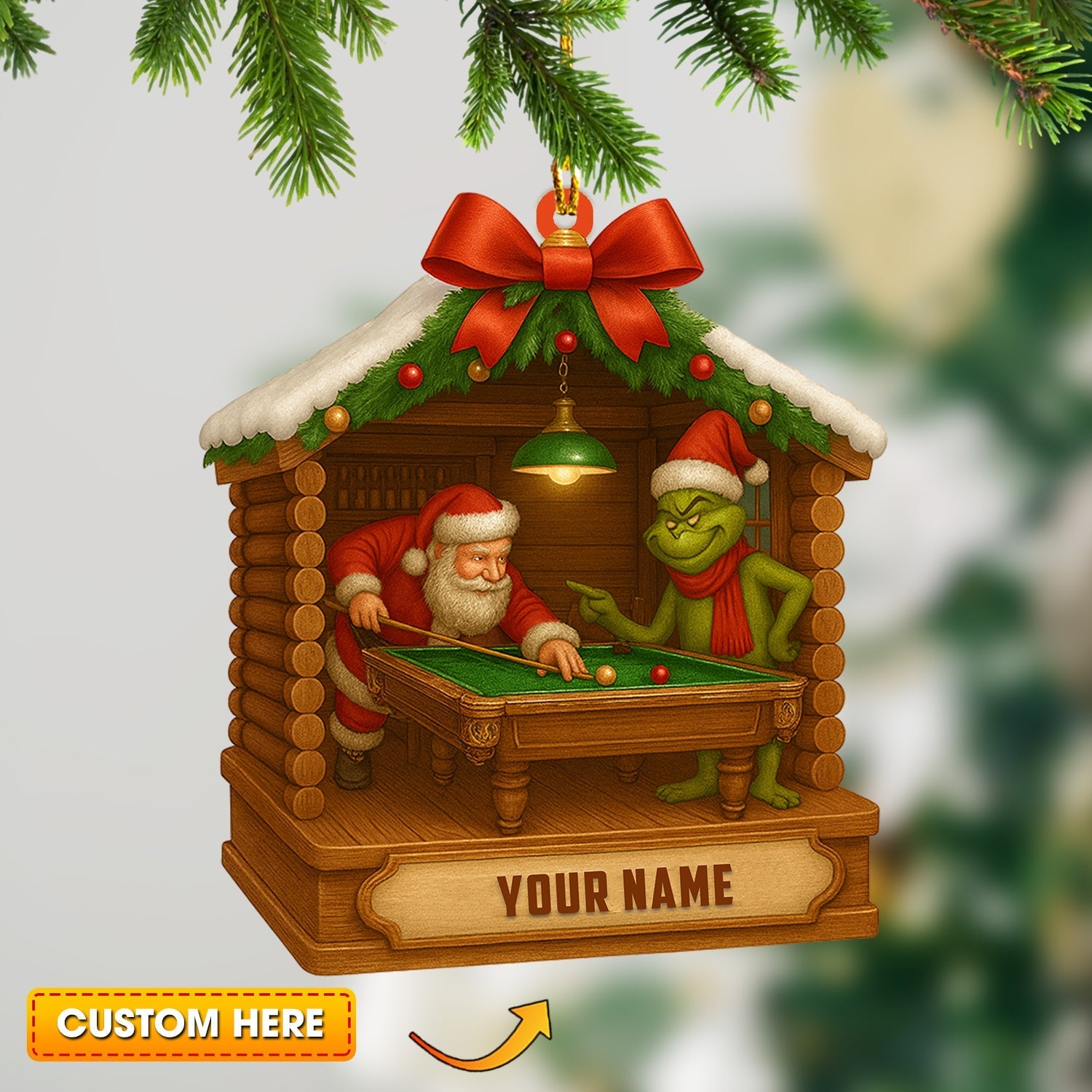 Blisscorners Billiard Santa, Home Decor, Christmas Ornament, Personalized Ornament2D Flat LM2111