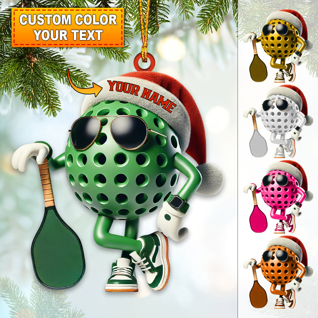 Blisscorners Custom Name Pickle Ball Ornament, Christmas Gift Decoration412D Flat LM2111