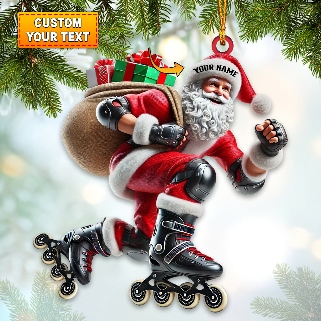 Blisscorners Santa Inline Skate Skating Home Decor Christmas Ornament, Personalized Ornament2D Flat LM2211