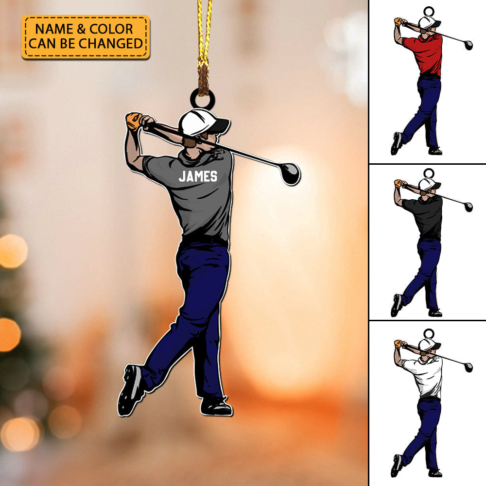 Blisscorners Christmas Golfer - Christmas Gift For Family, Custom Name - Personalized Acrylic Ornament2D Flat LM2111
