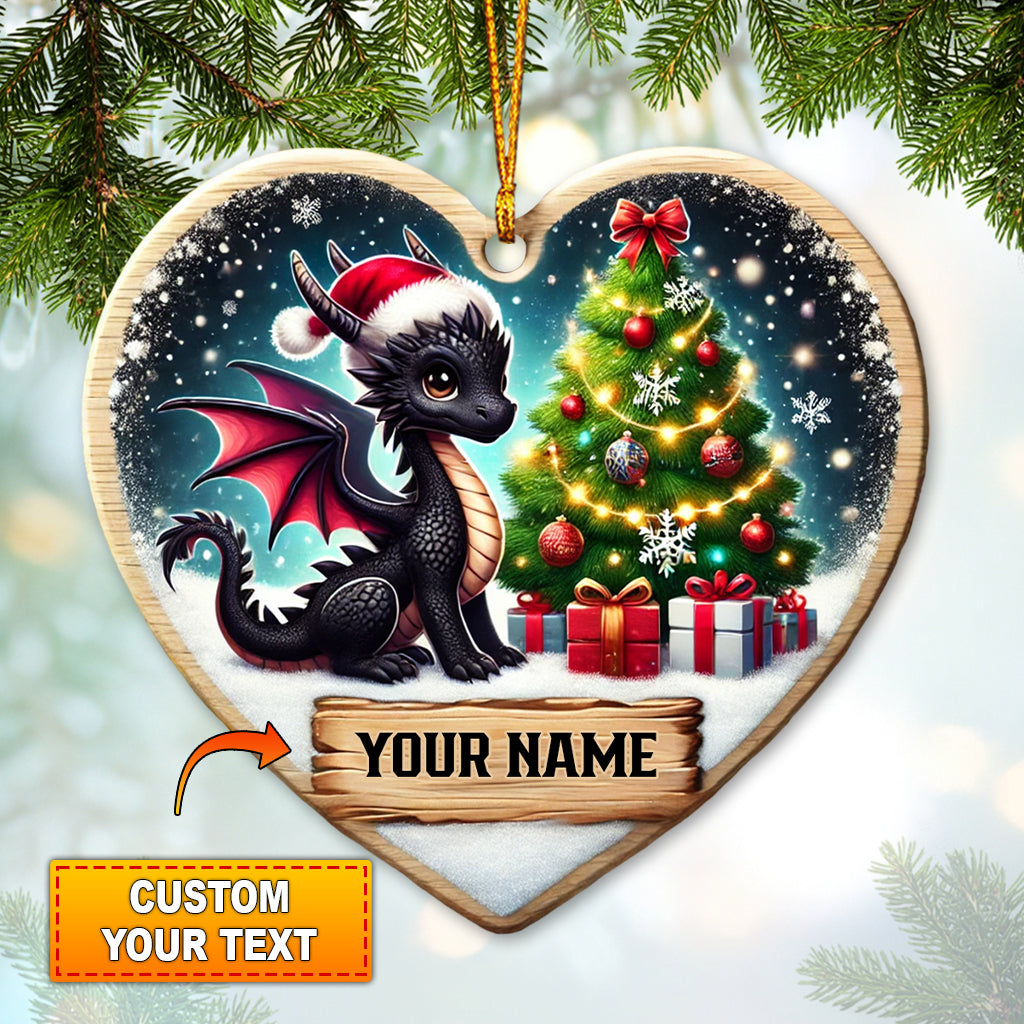Blisscorners Custom Ornament, Little Black Dragon Ornament, Christmas Decor2D Flat LM2211