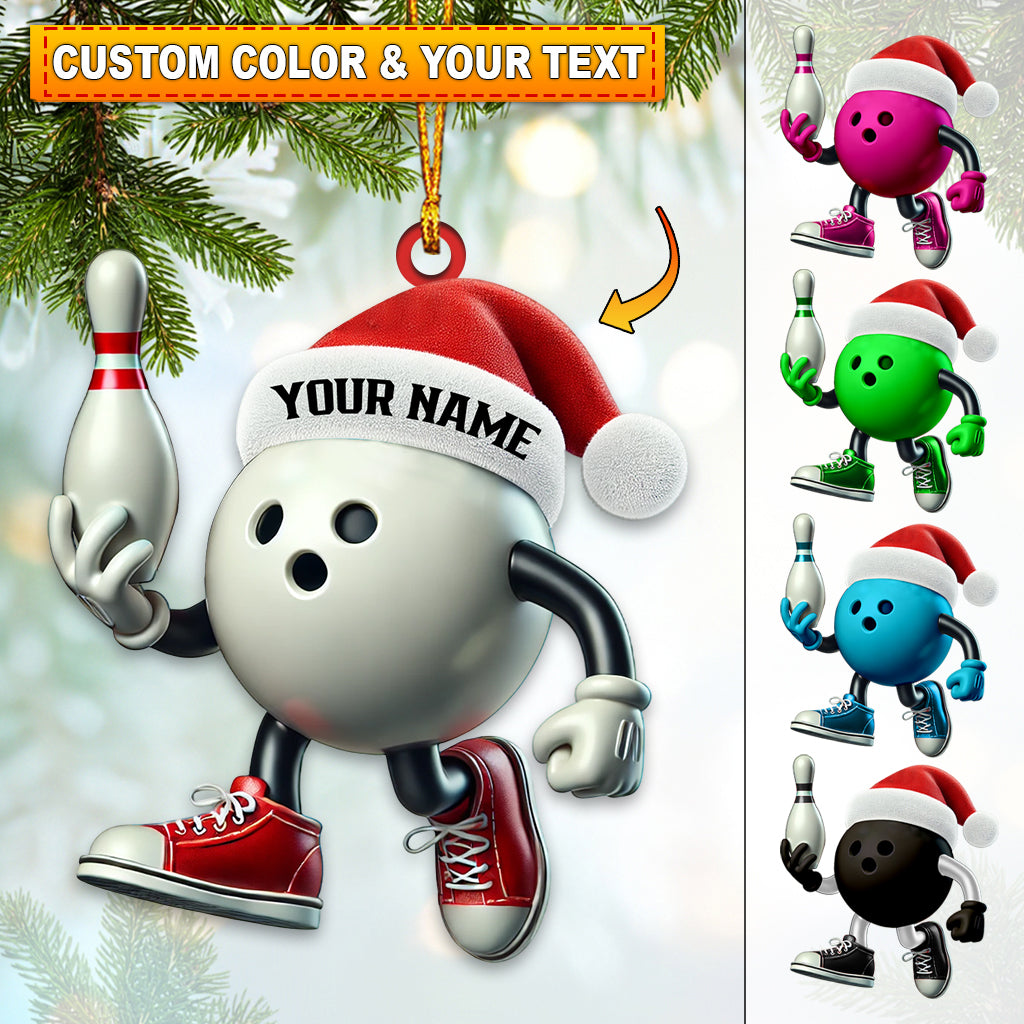 Blisscorners Custom Name Bowling Ornament, Christmas Gift for Bowling Lover152D Flat LM2111