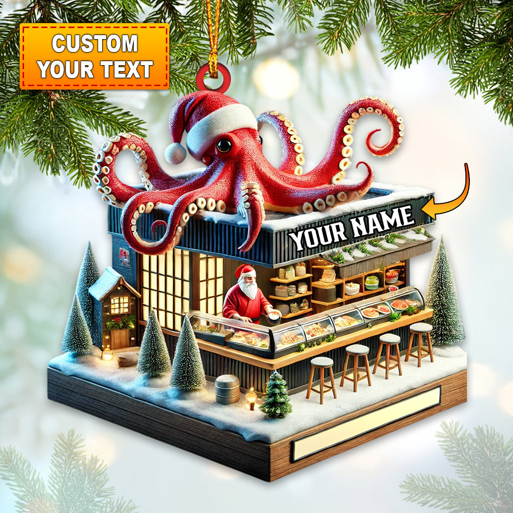 Blisscorners Octopus Santa Bar Home Decor Christmas Ornament, Personalized Ornament2D Flat LM2211