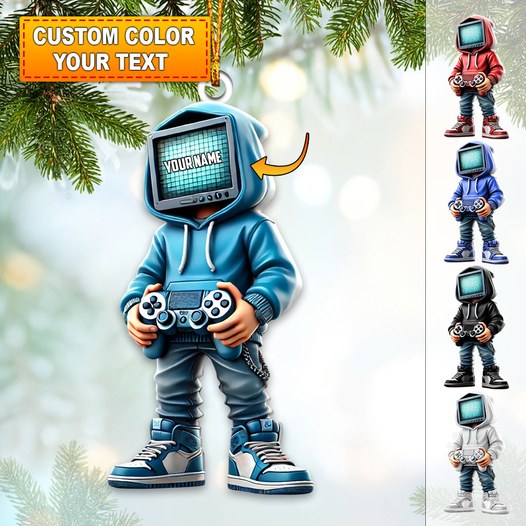 Blisscorners Custom Name Gamer Ornament, Game Lover Christmas Gift12D Flat LM2111