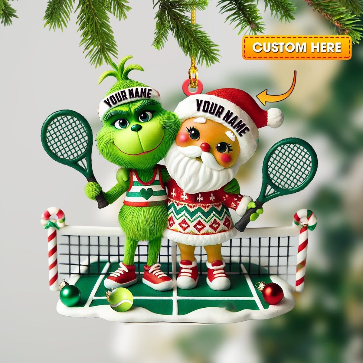 Blisscorners Couple Tennis Home Decor Christmas Ornament, Personalized Ornament52D Flat LM2211