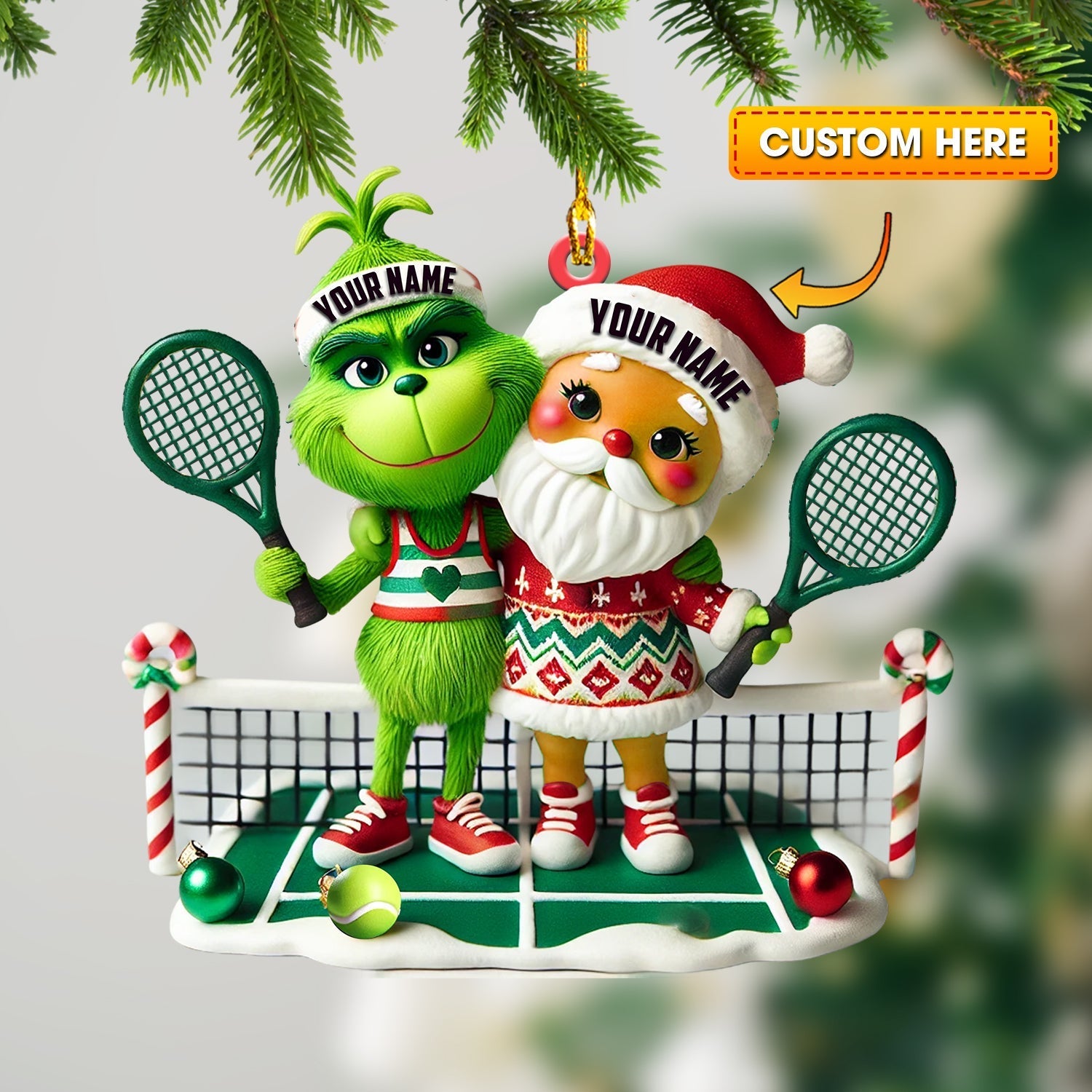 Blisscorners Couple Tennis Home Decor Christmas Ornament, Personalized Ornament52D Flat LM2211