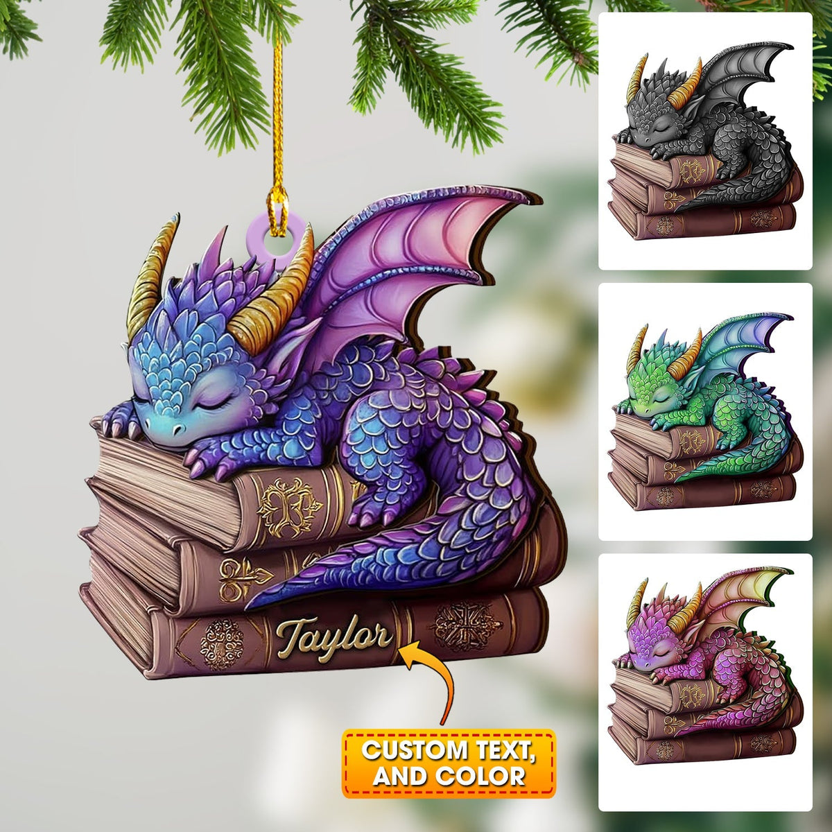 Blisscorners Sleeping Little Dragon Christmas Ornament, Personalized Ornament2D Flat LM2211