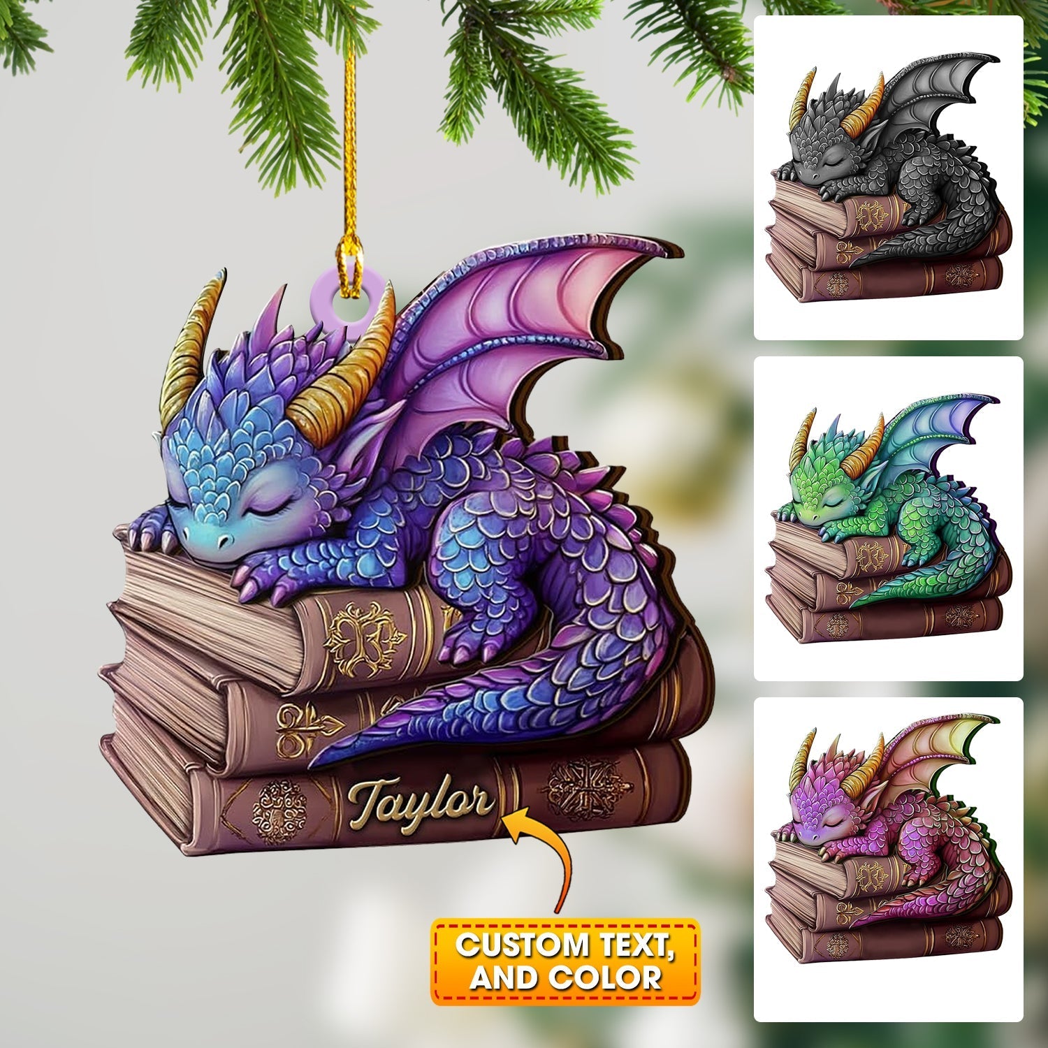 Blisscorners Sleeping Little Dragon Christmas Ornament, Personalized Ornament2D Flat LM2211