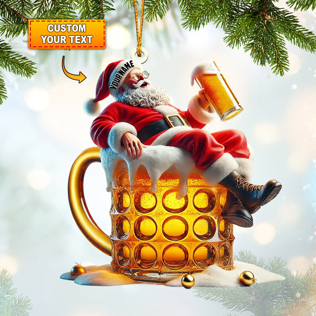 Blisscorners Beer Santa Home Decor Christmas Ornament, Personalized Ornament2D Flat LM2211