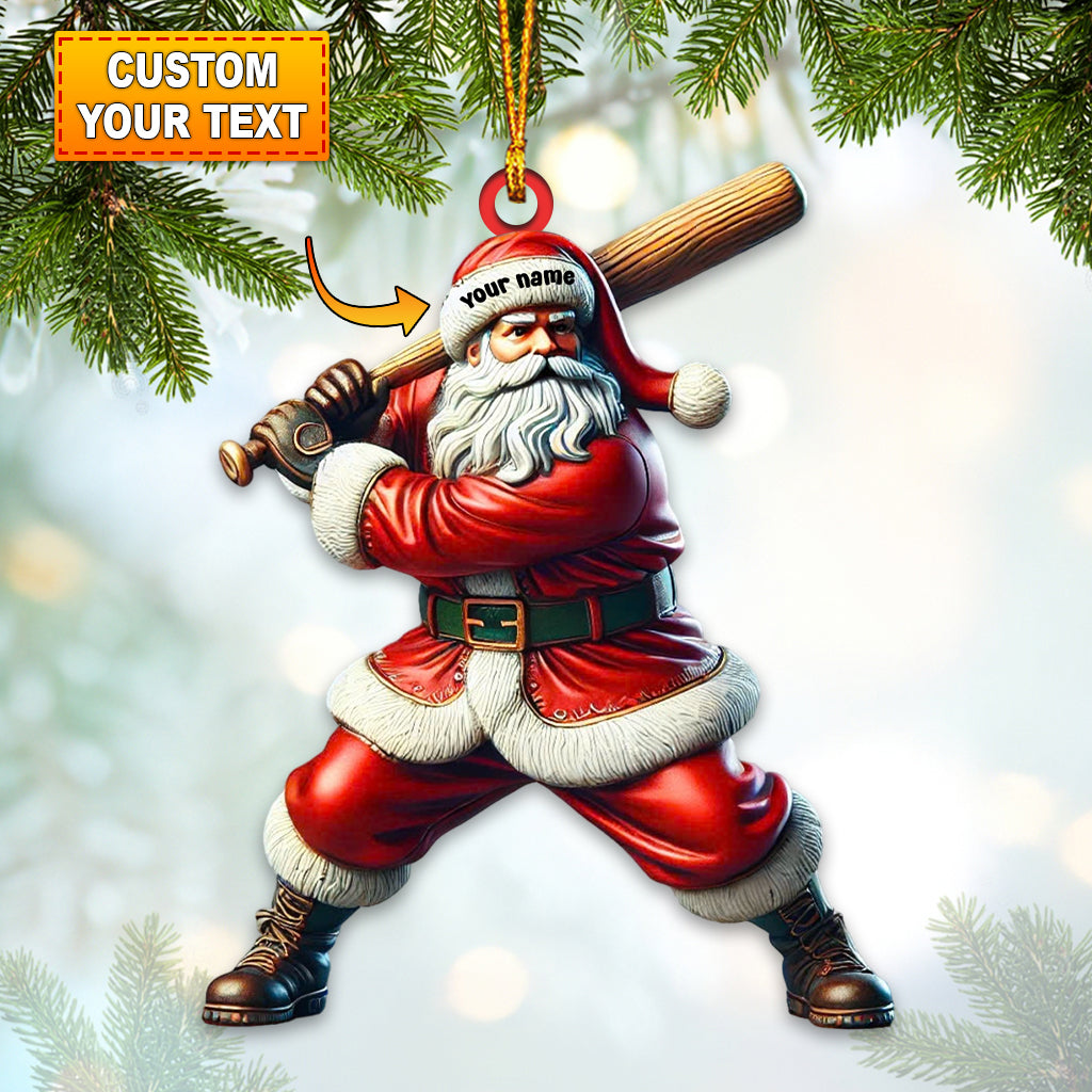 Blisscorners Custom Name Baseball Santa Ornament, Baseball Christmas Gift2D Flat LM2211