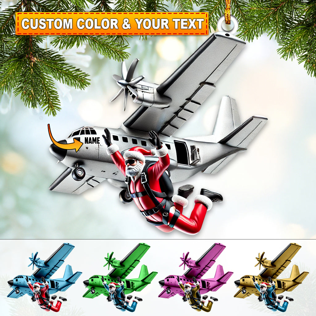 Blisscorners Custom Name Santa Airplane Ornament, Christmas Gift for Airplane Lover2D Flat LM2111
