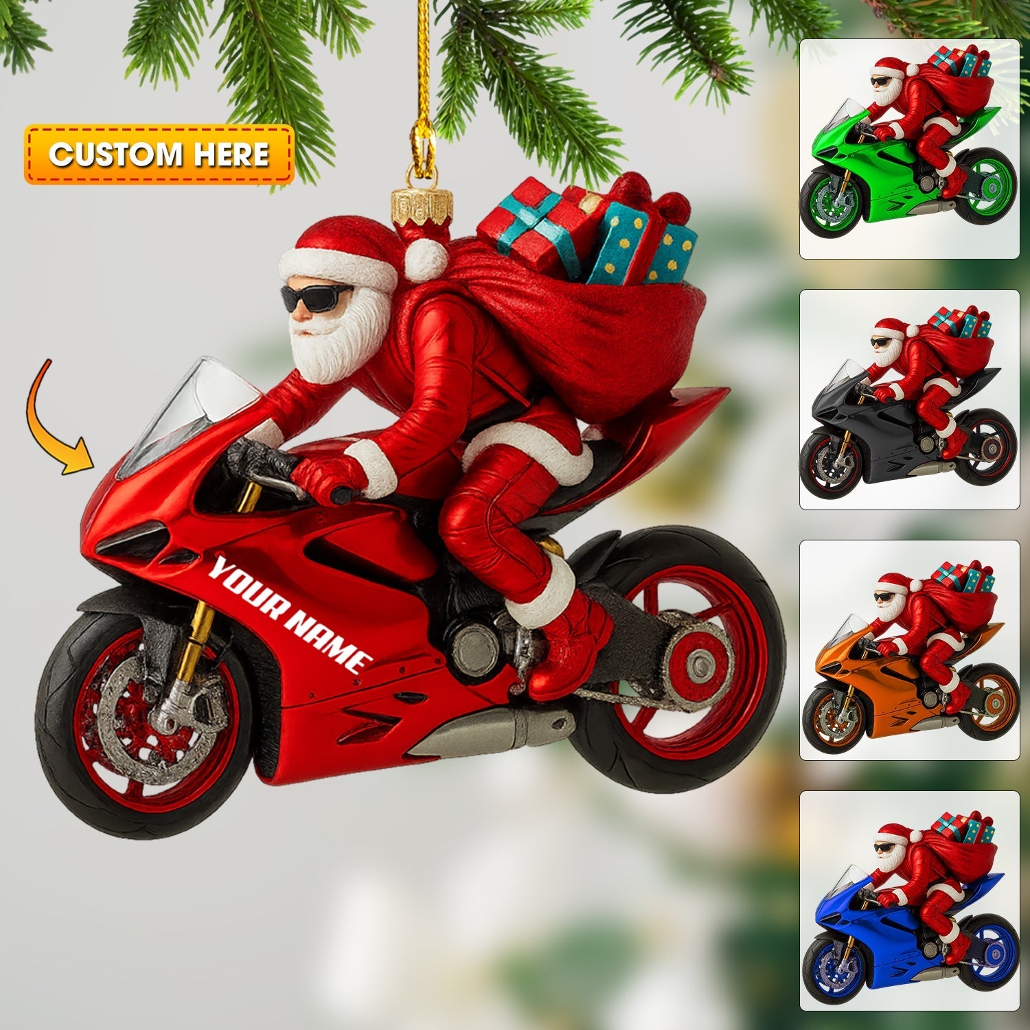 Blisscorners Santa Rider Home Decor, Christmas Ornament, Personalized Ornament2D Flat LM2111