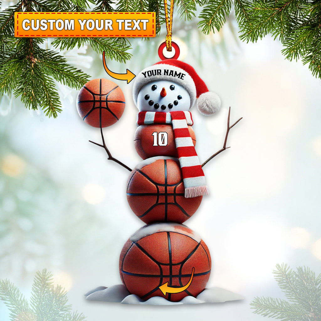 Blisscorners Basketball Snowman Christmas Ornament, Personalized Ornament2D Flat LM2211