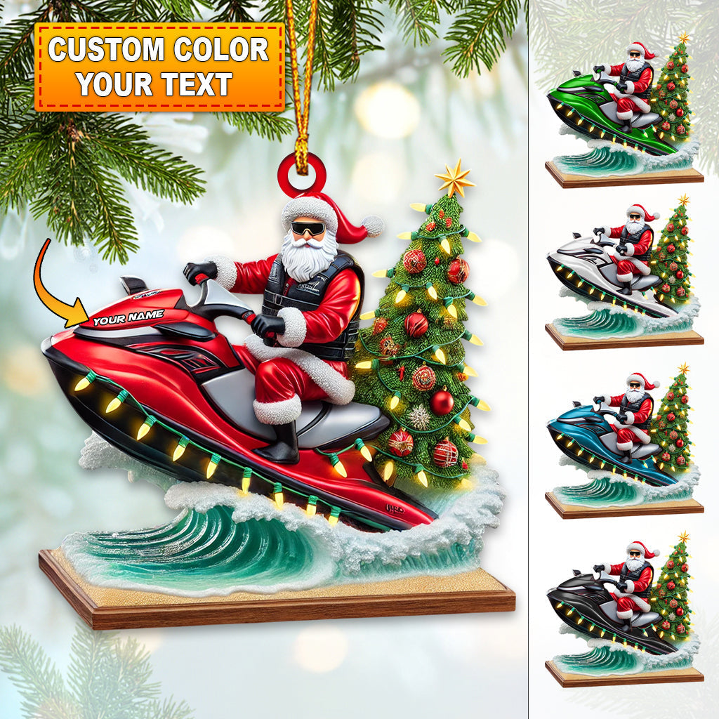 Blisscorners Custom Name Santa Jet Ski Ornament, Christmas Gift Decoration2D Flat LM2111