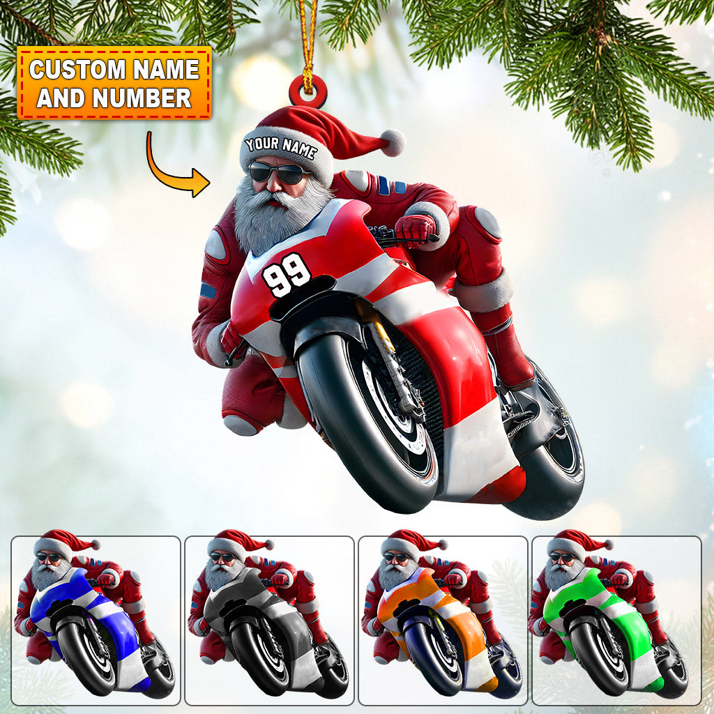 Blisscorners Santa Motobike Christmas Ornament, Personalized Ornament2D Flat LM2211