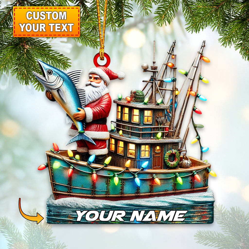 Blisscorners Fisherman Santa Home Decor Christmas Ornament, Personalized Ornament2D Flat LM2211
