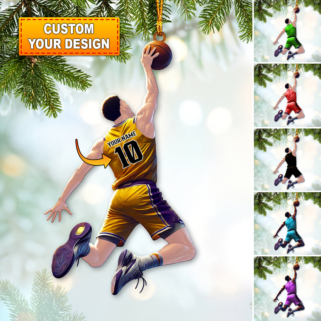 Blisscorners Custom Name and Number Basketball Ornament, Basketball Christmas Gift52D Flat LM2111