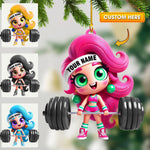 Blisscorners Chibi Girl Weightlifting Christmas Home Decor Christmas Ornament, Personalized Ornament2D Flat LM2211