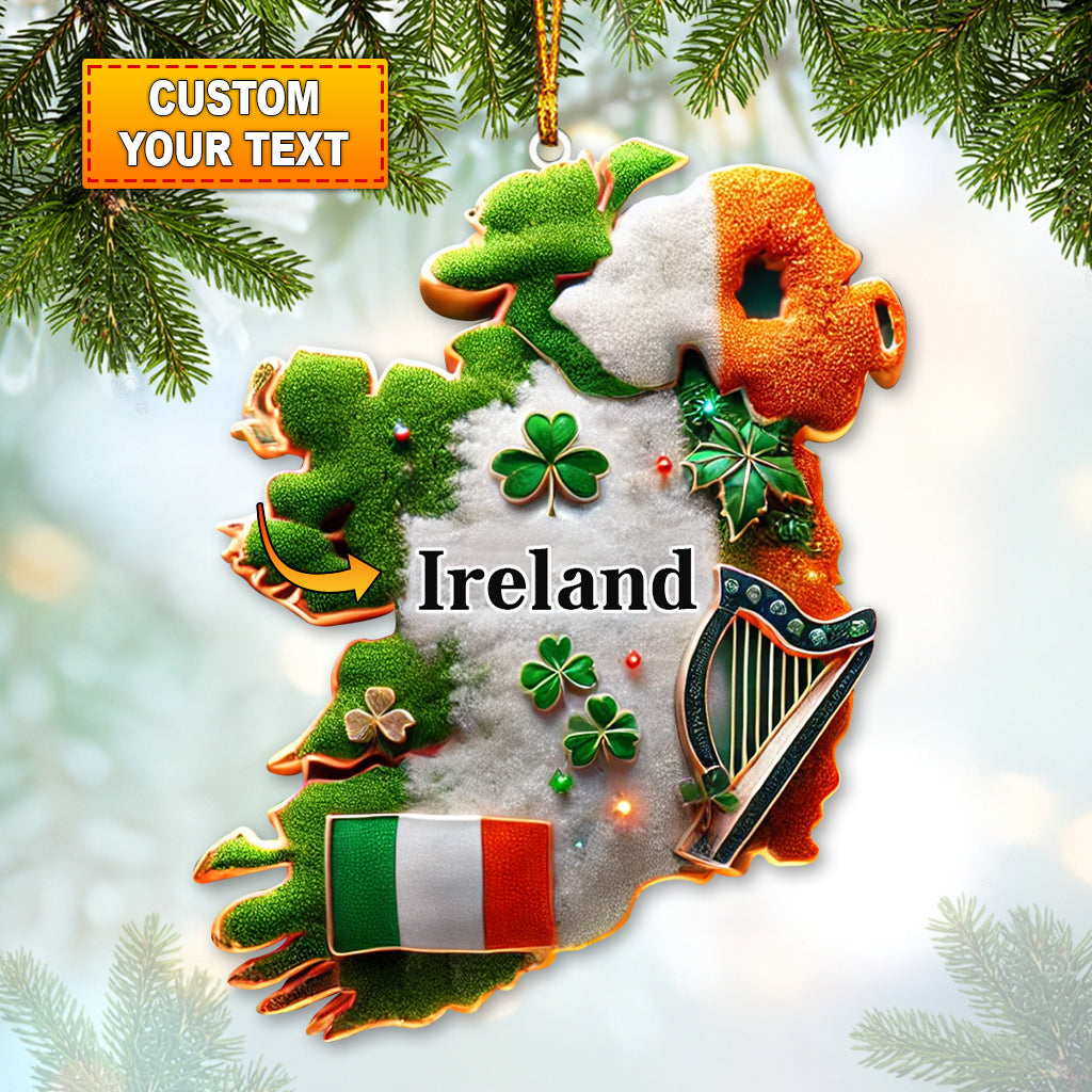 Blisscorners Custom Ornament, Ireland Map Ornament, Christmas Decor2D Flat LM2211