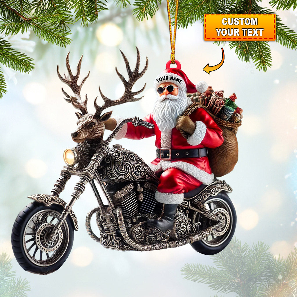Blisscorners Moto Santa Home Decor Christmas Ornament, Personalized Ornament2D Flat LM2211
