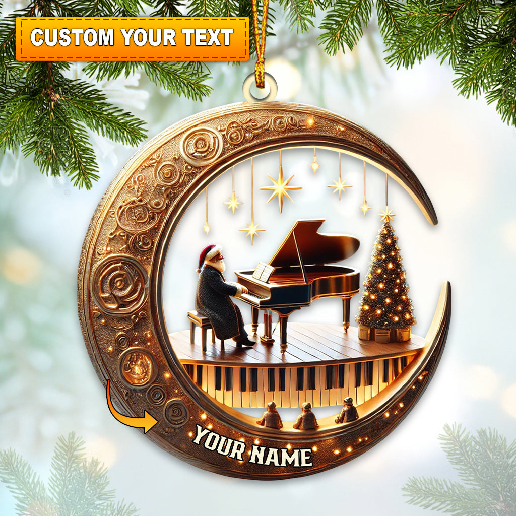 Blisscorners Custom Name Piano Santa Ornament, Christmas Gift Decoration2D Flat LM2111