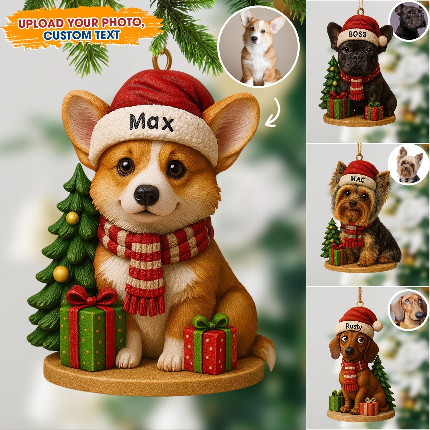 Blisscorners Christmas Tree And Pet, Home Decor, Christmas Ornament, Personalized Ornament2D Flat LM2111