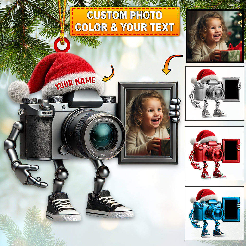 Blisscorners Custom Name Photography Ornament, Family Photo Christmas Gift2D Flat LM2111