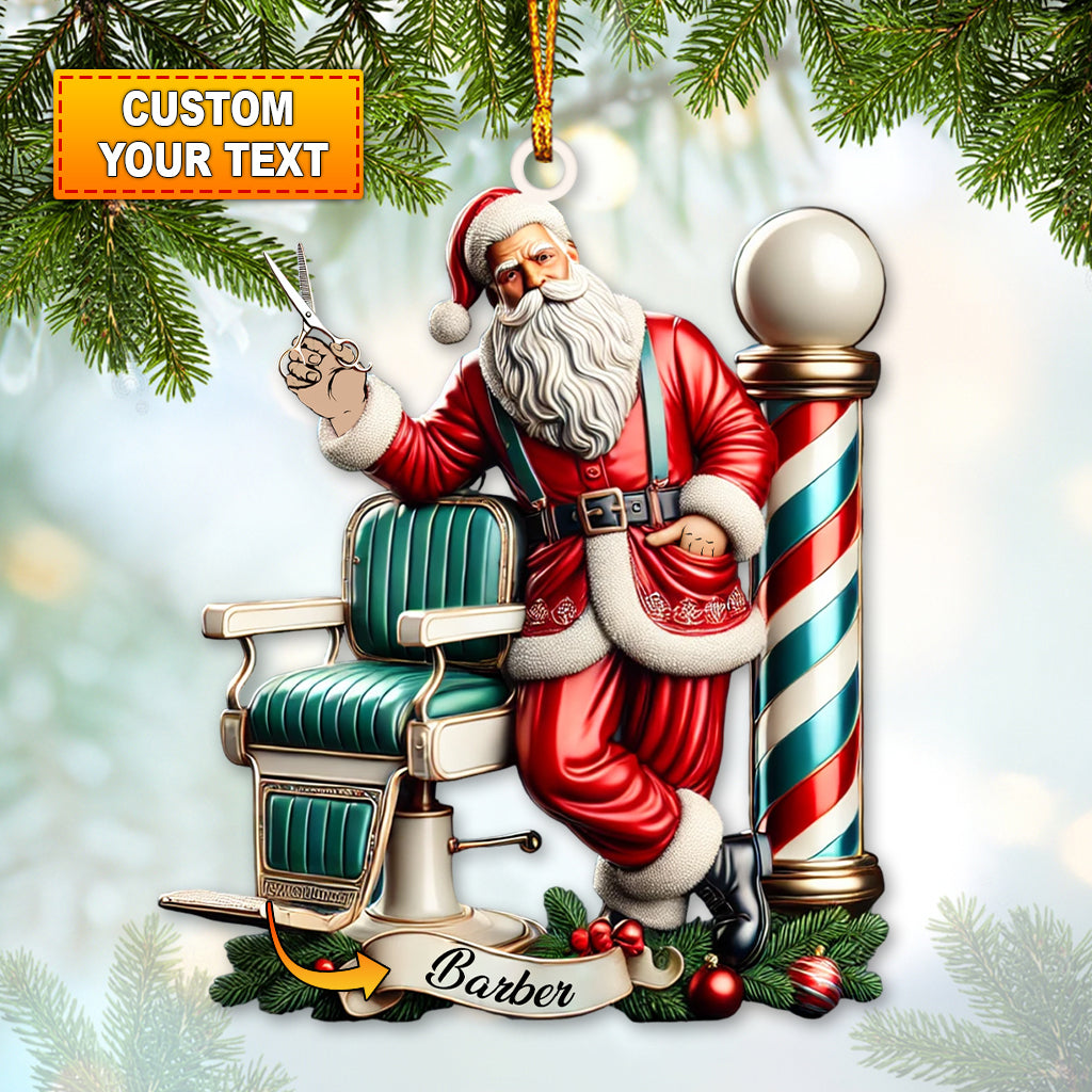 Blisscorners Custom Barber Santa Ornament, Personalized Ornaments2D Flat LM2211