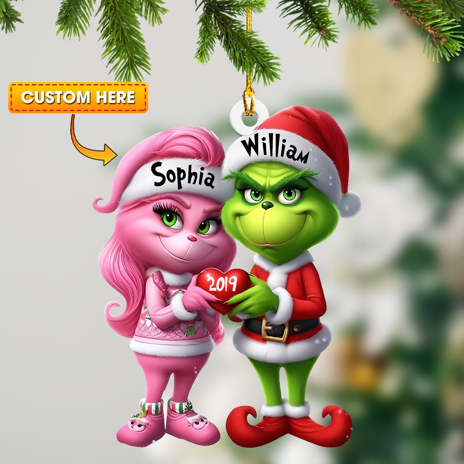 Blisscorners ELF Couple Christmas Ornament, Personalized Ornament2D Flat LM2211