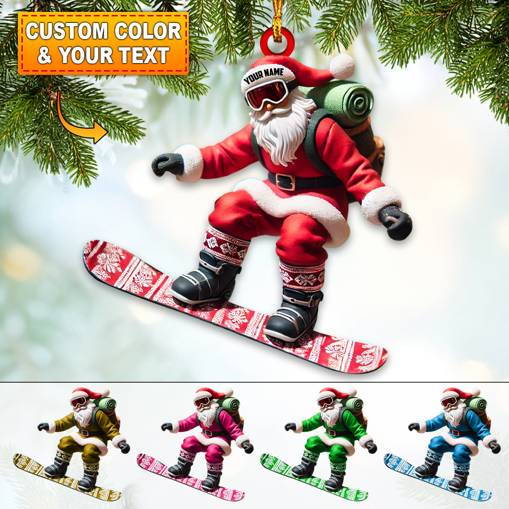 Blisscorners Custom Name Santa Snowboarding Ornament, Santa Christmas Gift Decoration2D Flat LM2111
