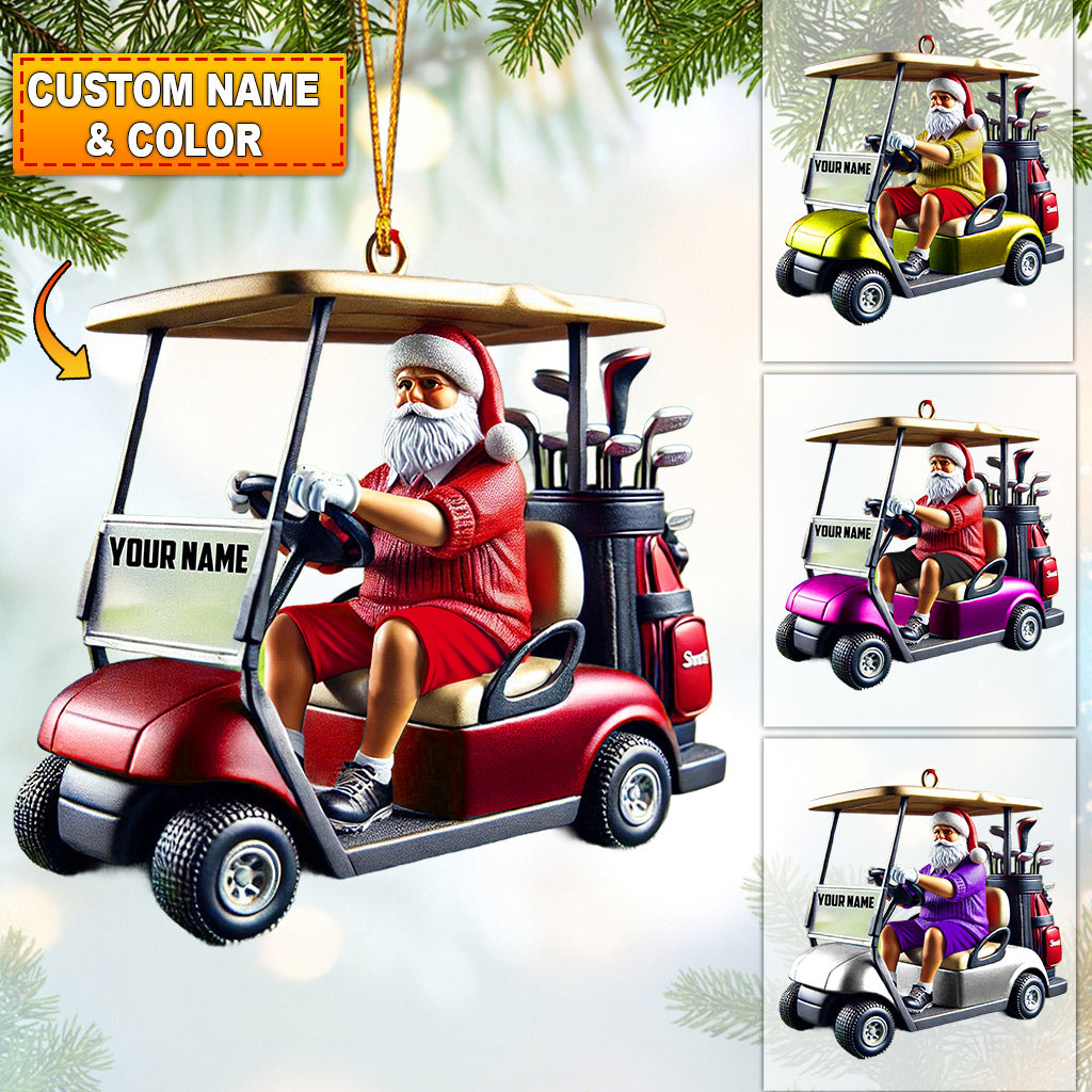 Blisscorners Golf Cart Santa Christmas Ornament, Personalized Ornament2D Flat LM2211