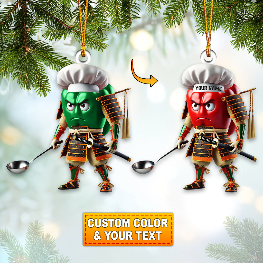 Blisscorners Custom Name Samurai Chef Ornament, Samurai Christmas Gift2D Flat LM2111