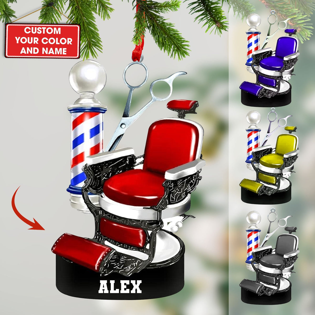 Blisscorners Custom Barber Chair Ornament, Personalized Ornament2D Flat LM2211