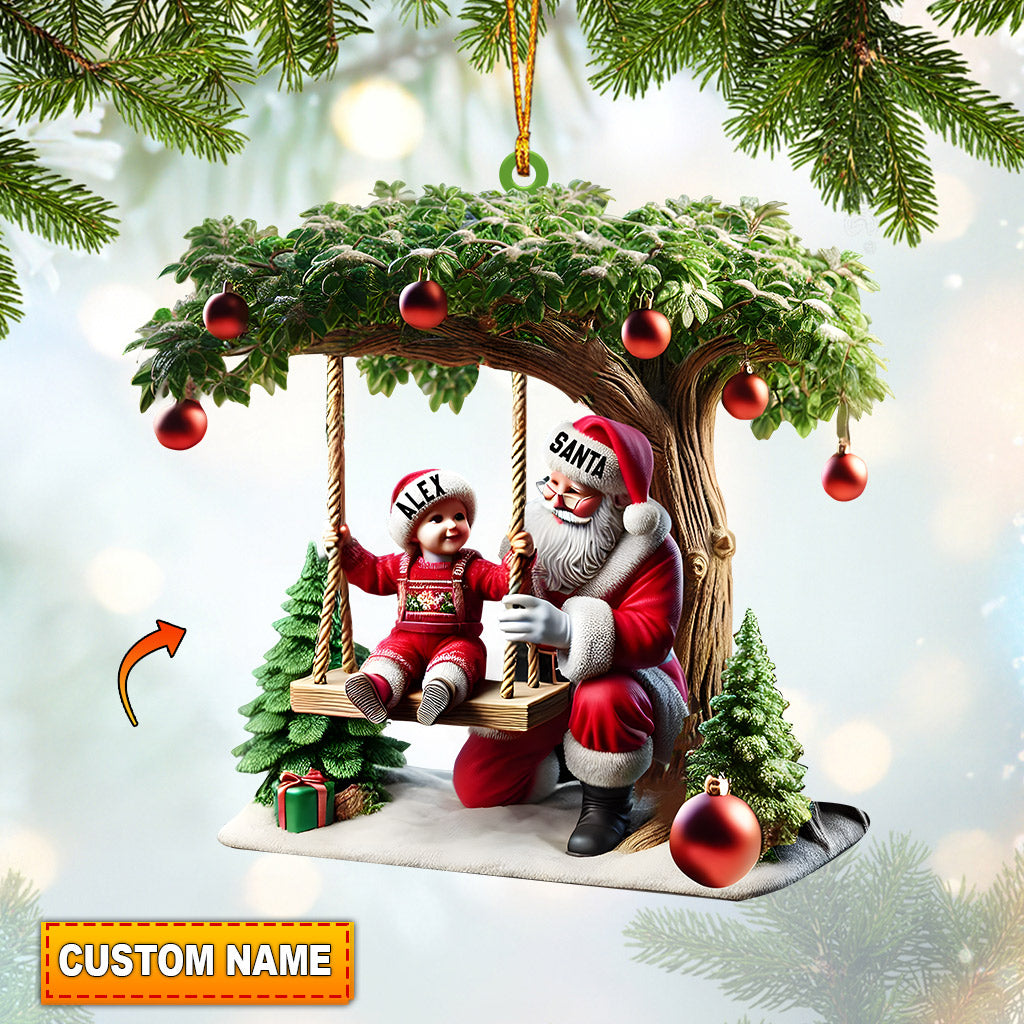 Blisscorners Kid And Santa Decor Christmas Ornament, Personalized Ornament2D Flat LM2211