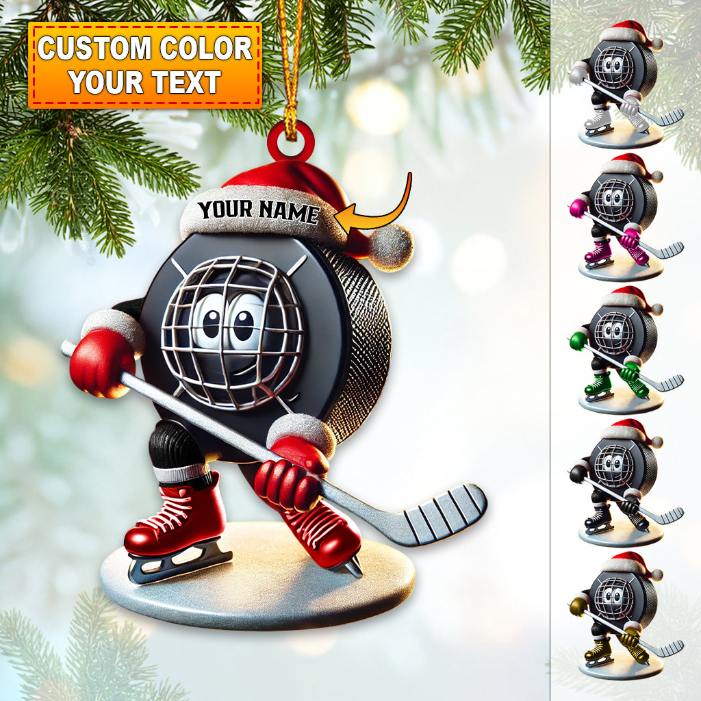 Blisscorners Custom Name Ice Hockey Ornament, Ice Hockey Christmas Gift2D Flat LM2211