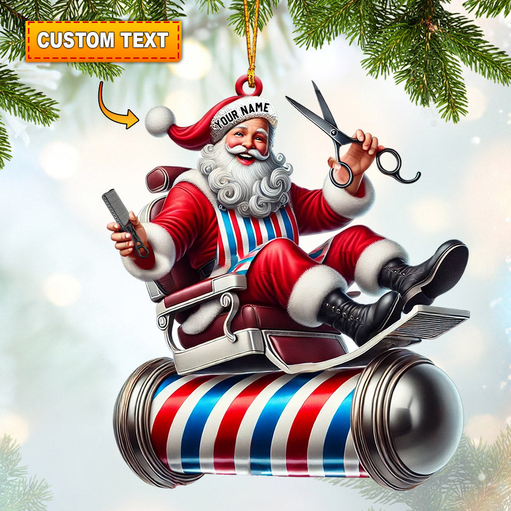 Blisscorners Santa Barber Home Decor Christmas Ornament, Personalized Ornament2D Flat LM2211