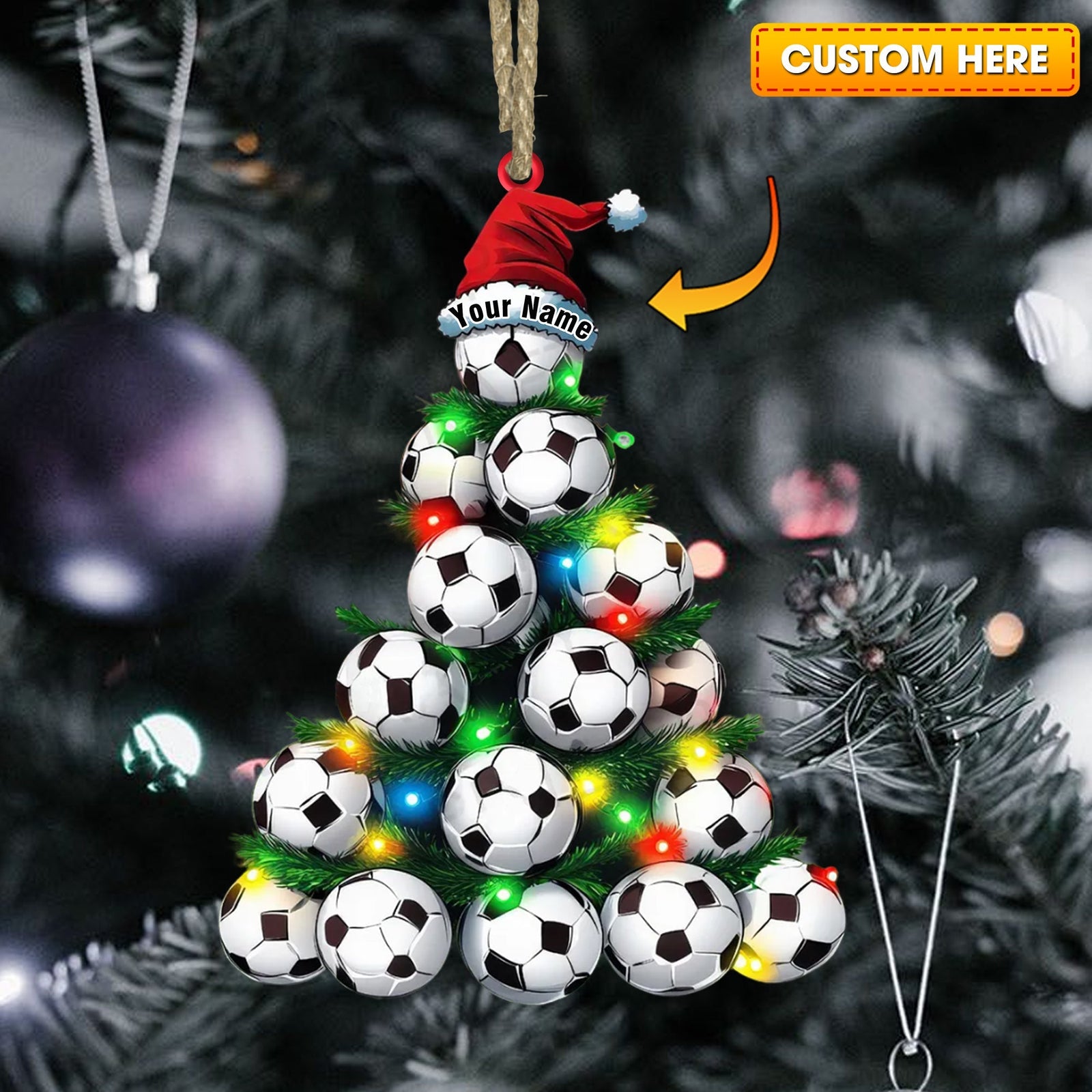 Blisscorners Football Christmas Tree Ornament, Personalized Ornament2D Flat LM2211