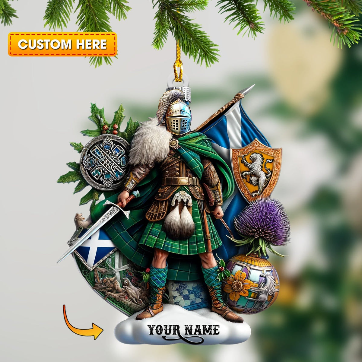 Blisscorners Scotland Lover Home Decor Christmas Ornament, Personalized Ornament2D Flat LM2211