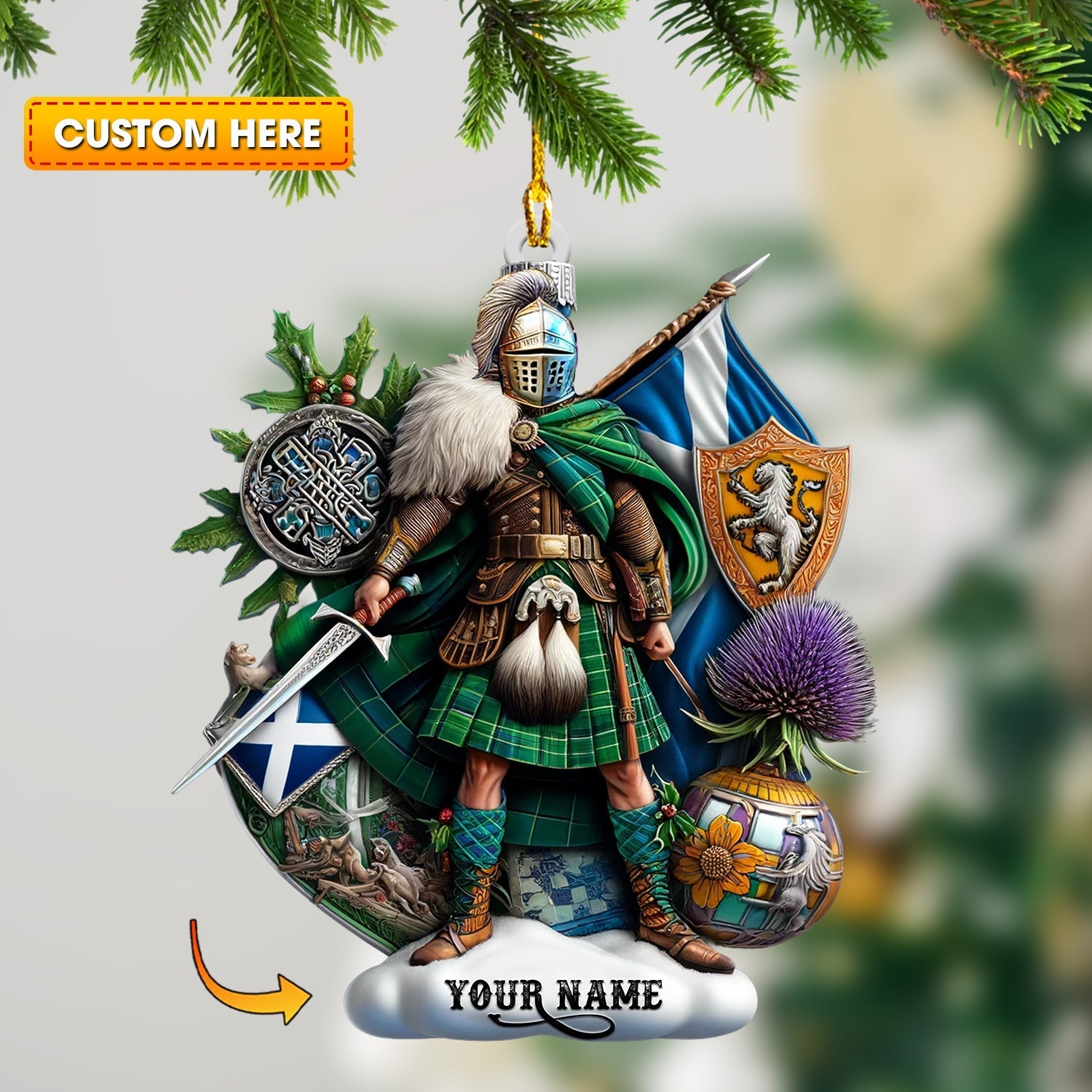 Blisscorners Scotland Lover Home Decor Christmas Ornament, Personalized Ornament2D Flat LM2211