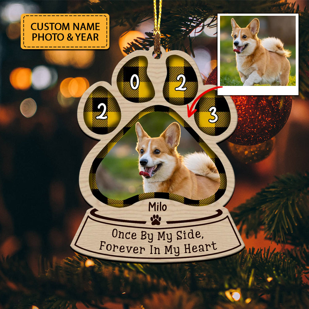 Blisscorners One By My Side Forever In My Heart, Custom Photo And Name - Personalized Custom Shaped Wooden Ornament - Christmas Gift2D Flat LM2111