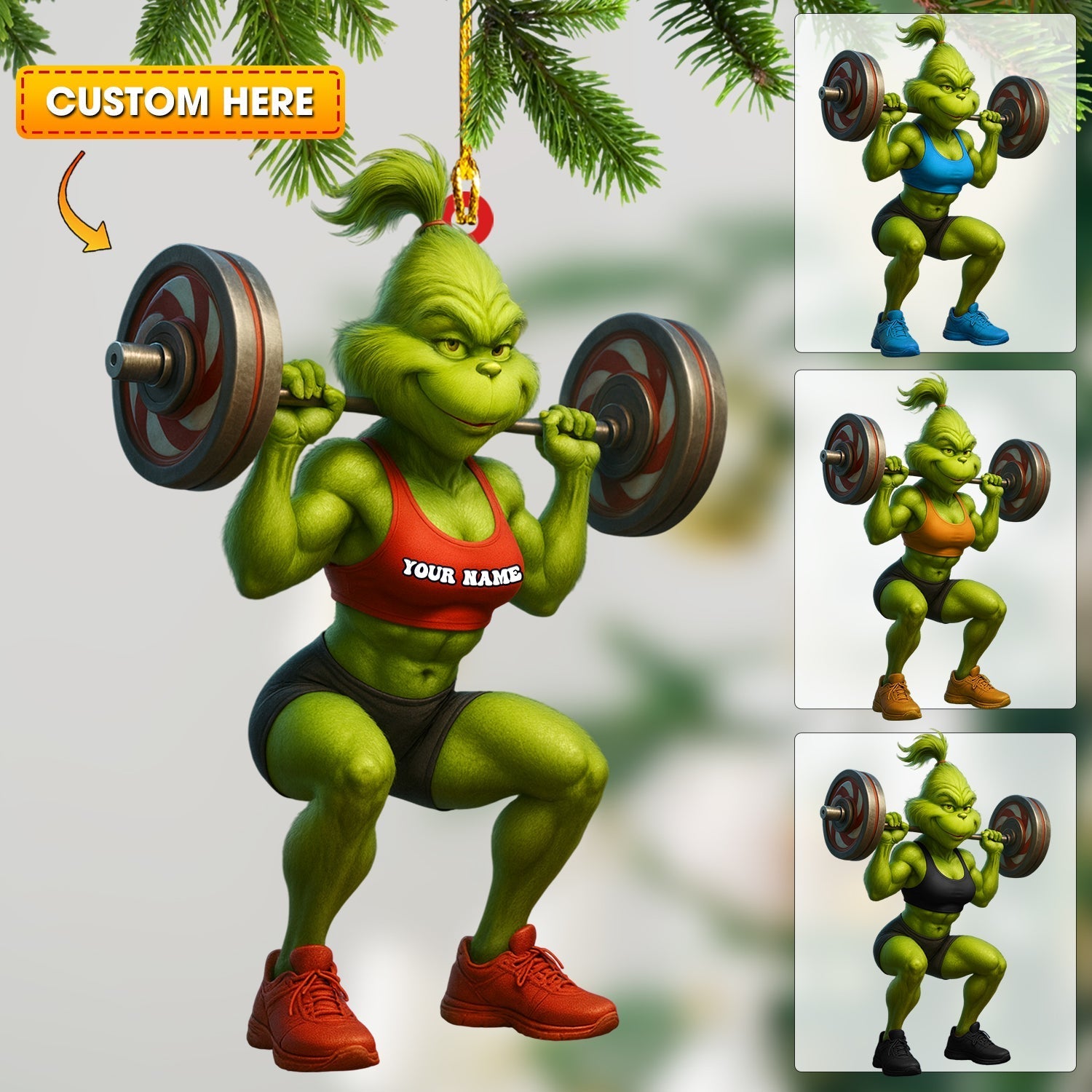 Blisscorners Lady Weightlifting, Home Decor, Christmas Ornament, Personalized Ornament2D Flat LM2111