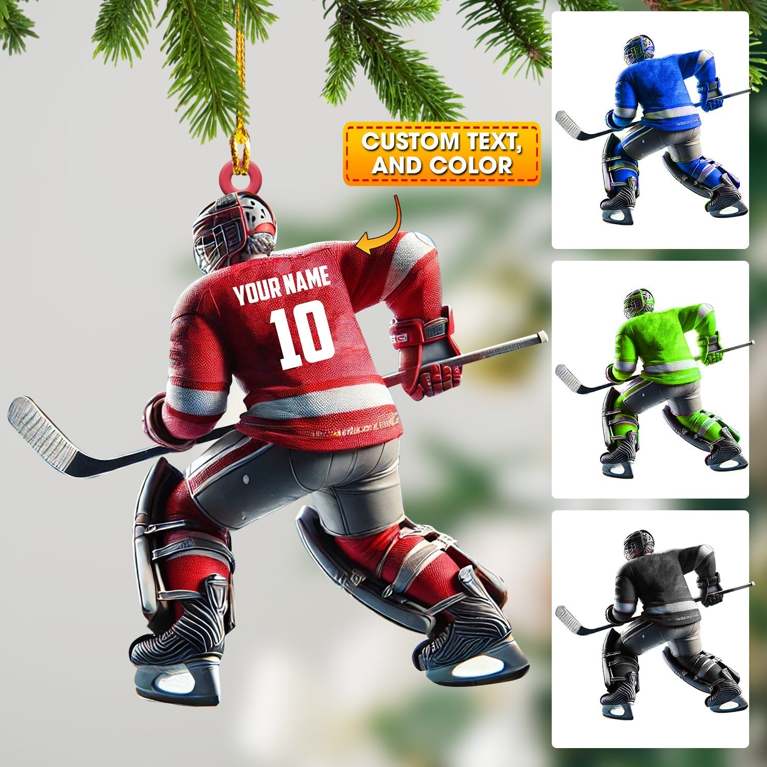 Blisscorners Hockey Player Christmas Ornament, Personalized Ornament2D Flat LM2211