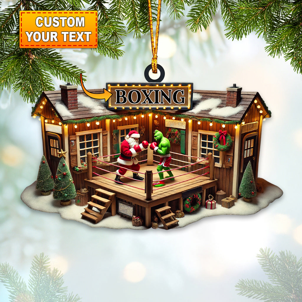 Blisscorners Custom Name Santa Boxing Ornament, Boxing Lover Christmas Gift2D Flat LM2111