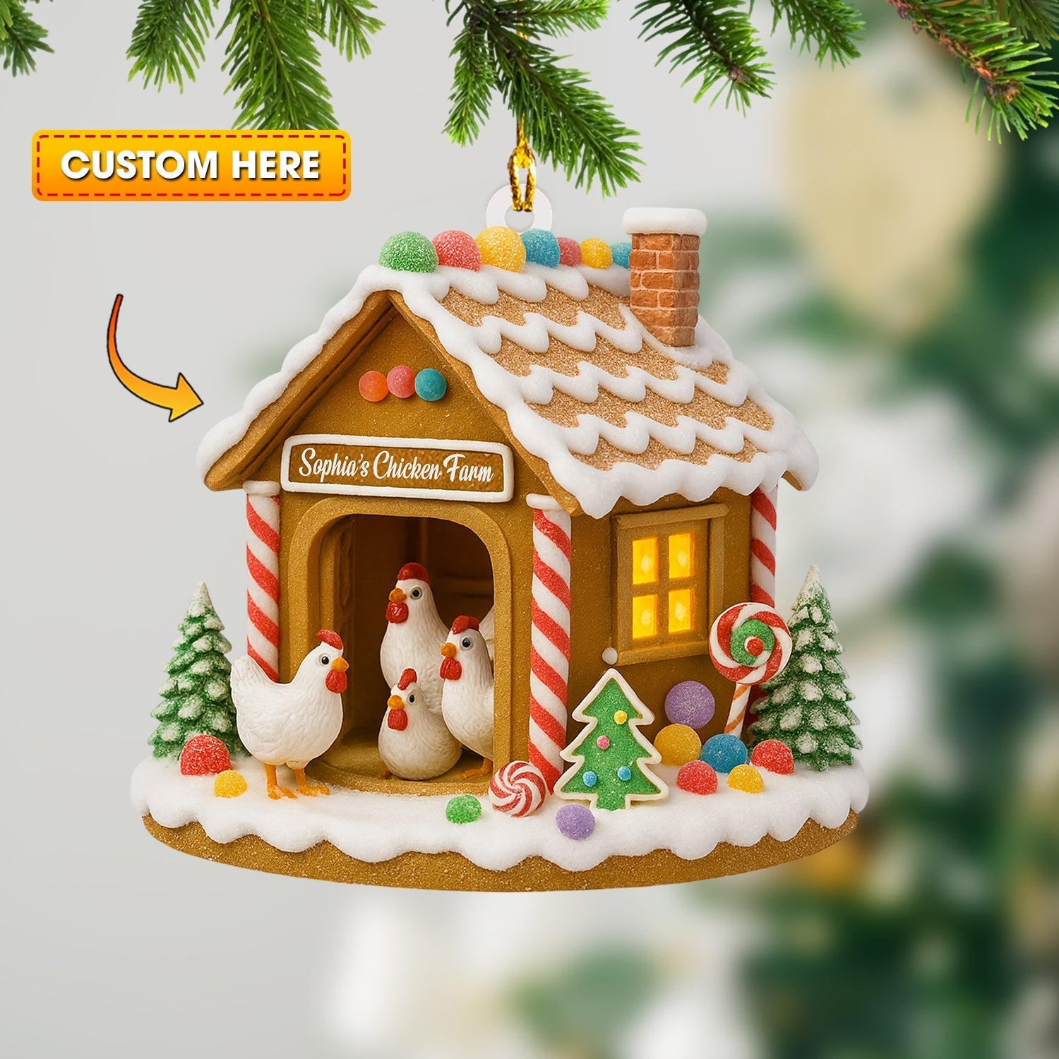 Blisscorners Chicken Farm, Home Decor, Christmas Ornament, Personalized Ornament2D Flat LM2111
